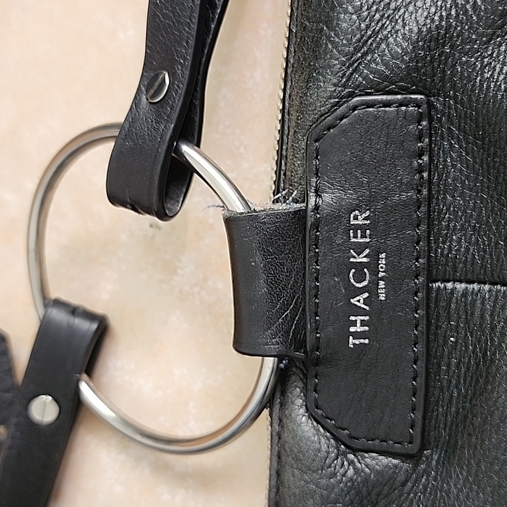 Thacker New York Black Leather Backpack - Picture 5 of 12